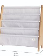 3 Sprouts Raft organizator de carti pentru copii material reciclat gri
