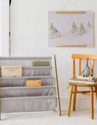 3 Sprouts Raft organizator de carti pentru copii material reciclat gri