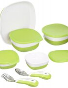 4MOMS Scaun de masa Black-Grey+Set farfurii si tacamuri Cadou