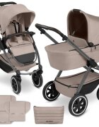 ABC DESIGN Carucior 2 in 1 pentru copii Samba 2 Camel cu suspensie maner telescopic frana de mana greutate admisa 22 kg