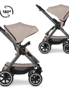 ABC DESIGN Carucir 3 in 1 pentru copii Samba 2 Camel cu scaun auto testat ADAC suspensie maner telescopic frana de mana greutate admisa 22 kg