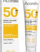 Acorelle Spray Bio protectie solara pentru fata si corp SPF50 cu ulei de karanja si propolis 100 ml