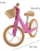Adamex Bicicleta fara pedale pentru copii Pixie cu roti de 12 inch din spuma PU cu cosulet design retro scaun reglabil inaltime sezut 33-43 cm sarcina maxima admisa 50 kg 2-6 ani Pretty Pink