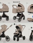 Adamex Carucior 2 in 1 Bianco Deluxe Collection cu suspensii maner reglabil certificat EN18882022 pana la 22 kg Champagne Beige