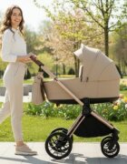 Adamex Carucior 2 in 1 Bianco Deluxe Collection cu suspensii maner reglabil certificat EN18882022 pana la 22 kg Champagne Beige
