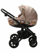 Adamex Carucior 3 in 1 Barletta FL5 Flowers Collection oak barrel cu scaun auto iSize landou cu suport de cap reglabil pe inaltime parte sport reglabila pana la orizontala suspensii