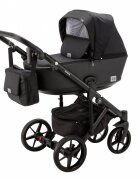 Adamex Carucior 3 in 1 Monaco Linen EcoLeather PS1 Black Onyx scoica testata ADAC suspensii maner reglabil suport reglabil pentru picioare accesorii incluse
