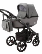 Adamex Carucior 3 in 1 Monaco Linen EcoLeather PS5 Graphite Grey scoica testata ADAC suspensii maner reglabil suport reglabil pentru picioare accesorii incluse