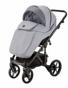 Adamex Carucior 3 in 1 Olivia Linen EcoLeather BR260 Grey Fox cu scaun iSize landou cu suport de cap reglabil parte sport reglabila pana la orizontala roti cu suspensii
