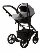 Adamex Carucior 3 in 1 Olivia Linen EcoLeather BR260 Grey Fox cu scaun iSize landou cu suport de cap reglabil parte sport reglabila pana la orizontala roti cu suspensii