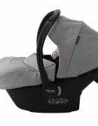 Adamex Carucior 3 in 1 Olivia Linen EcoLeather BR260 Grey Fox cu scaun iSize landou cu suport de cap reglabil parte sport reglabila pana la orizontala roti cu suspensii