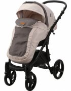 Adamex Carucior 3 in 1 pentru copii Barletta Full Linen TD2 Sweet Amaretto cu scaun auto iSize landou reglabil parte sport reglabila pana la orizontala cadru cu suspensii