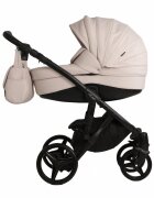 Adamex Carucior 3 in 1 pentru copii Barletta Natura Collection TK161 Full Linen Vanilla cu scaun auto iSize landou cu suport de cap reglabil pe inaltime parte sport reglabila pana la orizontala suspensii