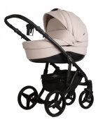 Adamex Carucior 3 in 1 pentru copii Barletta Natura Collection TK161 Full Linen Vanilla cu scaun auto iSize landou cu suport de cap reglabil pe inaltime parte sport reglabila pana la orizontala suspensii