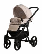 Adamex Carucior 3 in 1 pentru copii Barletta Natura Collection TK161 Full Linen Vanilla cu scaun auto iSize landou cu suport de cap reglabil pe inaltime parte sport reglabila pana la orizontala suspensii