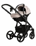 Adamex Carucior 3 in 1 pentru copii Barletta Natura Collection TK161 Full Linen Vanilla cu scaun auto iSize landou cu suport de cap reglabil pe inaltime parte sport reglabila pana la orizontala suspensii