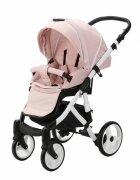 Adamex Carucior 3 in 1 pentru copii Barletta Y813 Powder Pink cu scaun auto iSize landou cu suport de cap reglabil pe inaltime parte sport reglabila pana la orizontala suspensii