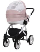 Adamex Carucior 3 in 1 pentru copii Barletta Y813 Powder Pink cu scaun auto iSize landou cu suport de cap reglabil pe inaltime parte sport reglabila pana la orizontala suspensii