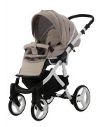 Adamex Carucior 3 in 1 pentru copii Barletta Y847 Cafe Latte cu scaun auto iSize landou cu suport de cap reglabil pe inaltime parte sport reglabila pana la orizontala suspensii