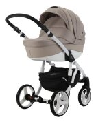 Adamex Carucior 3 in 1 pentru copii Barletta Y847 Cafe Latte cu scaun auto iSize landou cu suport de cap reglabil pe inaltime parte sport reglabila pana la orizontala suspensii