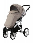 Adamex Carucior 3 in 1 pentru copii Barletta Y847 Cafe Latte cu scaun auto iSize landou cu suport de cap reglabil pe inaltime parte sport reglabila pana la orizontala suspensii