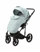 Adamex Carucior 3 in 1 pentru copii Rimini Alu Lux Collection Linen EcoLeather RY104 Mineral Green cu suspensii maner reglabil suport reglabil pentru picioare accesorii incluse