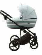 Adamex Carucior 3 in 1 pentru copii Rimini Alu Lux Collection Linen EcoLeather RY104 Mineral Green cu suspensii maner reglabil suport reglabil pentru picioare accesorii incluse