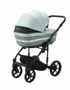 Adamex Carucior 3 in 1 pentru copii Rimini Alu Lux Collection Linen EcoLeather RY104 Mineral Green cu suspensii maner reglabil suport reglabil pentru picioare accesorii incluse