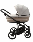 Adamex Carucior 3 in 1 Rimini Alu tip Collection Linen EcoLeather camel beige cu scaun iSize parte sport reglabila pana la orizontala cadru cu suspensii landou cu suport de cap reglabil pe inaltime