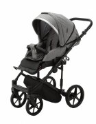 Adamex Carucior 3 in 1 Rimini Alu tip Collection Linen EcoLeather cloud gray cu scaun iSize parte sport reglabila pana la orizontala cadru cu suspensii landou cu suport de cap reglabil pe inaltime