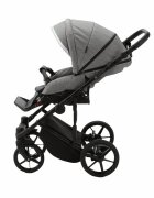 Adamex Carucior 3 in 1 Rimini Alu tip Collection Linen EcoLeather cloud gray cu scaun iSize parte sport reglabila pana la orizontala cadru cu suspensii landou cu suport de cap reglabil pe inaltime