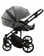 Adamex Carucior 3 in 1 Rimini Alu tip Collection Linen EcoLeather cloud gray cu scaun iSize parte sport reglabila pana la orizontala cadru cu suspensii landou cu suport de cap reglabil pe inaltime