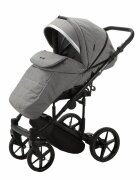 Adamex Carucior 3 in 1 Rimini Alu tip Collection Linen EcoLeather cloud gray cu scaun iSize parte sport reglabila pana la orizontala cadru cu suspensii landou cu suport de cap reglabil pe inaltime