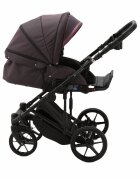Adamex Carucior 3 in 1 Rimini Alu tip Collection Linen EcoLeather frozen raspberry cu scaun iSize parte sport reglabila pana la orizontala cadru cu suspensii landou cu suport de cap reglabil pe inaltime