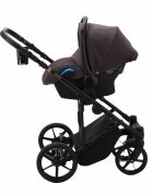 Adamex Carucior 3 in 1 Rimini Alu tip Collection Linen EcoLeather frozen raspberry cu scaun iSize parte sport reglabila pana la orizontala cadru cu suspensii landou cu suport de cap reglabil pe inaltime
