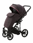 Adamex Carucior 3 in 1 Rimini Alu tip Collection Linen EcoLeather frozen raspberry cu scaun iSize parte sport reglabila pana la orizontala cadru cu suspensii landou cu suport de cap reglabil pe inaltime