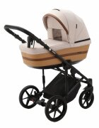 Adamex Carucior 3 in 1 Rimini Alu Tip Collection Linen EcoLeather RY83 Beige Caramel scoica testata ADAC suspensii maner reglabil suport reglabil pentru picioare accesorii incluse