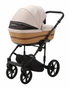 Adamex Carucior 3 in 1 Rimini Alu Tip Collection Linen EcoLeather RY83 Beige Caramel scoica testata ADAC suspensii maner reglabil suport reglabil pentru picioare accesorii incluse