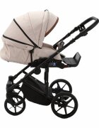Adamex Carucior 3 in 1 Rimini Alu Tip Collection Linen EcoLeather RY83 Beige Caramel scoica testata ADAC suspensii maner reglabil suport reglabil pentru picioare accesorii incluse