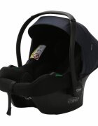 Adamex Carucior 3 in 1 Rimini Alu tip Collection Linen EcoLeather RY95 Blue Gold cu scaun auto iSize parte sport reglabila pana la orizontala landou cu suport de cap reglabil accesorii incluse