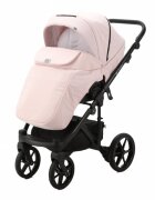 Adamex Carucior 4 in 1 Olivia cu baza Isofix Linen EcoLeather PS22 Powder Pink landou cu suport de cap reglabil pe inaltime parte sport reglabila pana la orizontala suspensii SAS