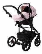 Adamex Carucior 4 in 1 Olivia cu baza Isofix Linen EcoLeather PS22 Powder Pink landou cu suport de cap reglabil pe inaltime parte sport reglabila pana la orizontala suspensii SAS