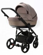 Adamex Carucior pentru copii 2 in 1 Lanti PS110 Pliabil landou cu salteluta copertina reglabila roti frontale pivotante cu dubla suspensie si husa de ploaie inclusa Linen EcoLeather Coffee Bean