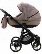 Adamex Carucior pentru copii 2 in 1 Lanti PS110 Pliabil landou cu salteluta copertina reglabila roti frontale pivotante cu dubla suspensie si husa de ploaie inclusa Linen EcoLeather Coffee Bean