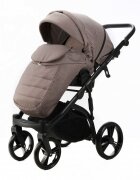 Adamex Carucior pentru copii 2 in 1 Lanti PS110 Pliabil landou cu salteluta copertina reglabila roti frontale pivotante cu dubla suspensie si husa de ploaie inclusa Linen EcoLeather Coffee Bean