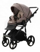 Adamex Carucior pentru copii 2 in 1 Lanti PS110 Pliabil landou cu salteluta copertina reglabila roti frontale pivotante cu dubla suspensie si husa de ploaie inclusa Linen EcoLeather Coffee Bean