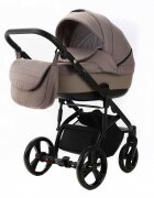 Adamex Carucior pentru copii 2 in 1 Lanti PS110 Pliabil landou cu salteluta copertina reglabila roti frontale pivotante cu dubla suspensie si husa de ploaie inclusa Linen EcoLeather Coffee Bean