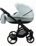 Adamex Carucior pentru copii 2 in 1 Lanti PS25 Pliabil landou cu salteluta copertina reglabila roti frontale pivotante cu dubla suspensie si husa de ploaie inclusa Linen EcoLeather Mint Green