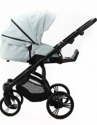 Adamex Carucior pentru copii 2 in 1 Lanti PS25 Pliabil landou cu salteluta copertina reglabila roti frontale pivotante cu dubla suspensie si husa de ploaie inclusa Linen EcoLeather Mint Green