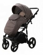 Adamex Carucior pentru copii 2 in 1 Lanti PS28 Pliabil landou cu salteluta copertina reglabila roti frontale pivotante cu dubla suspensie si husa de ploaie inclusa Linen EcoLeather Brownstone